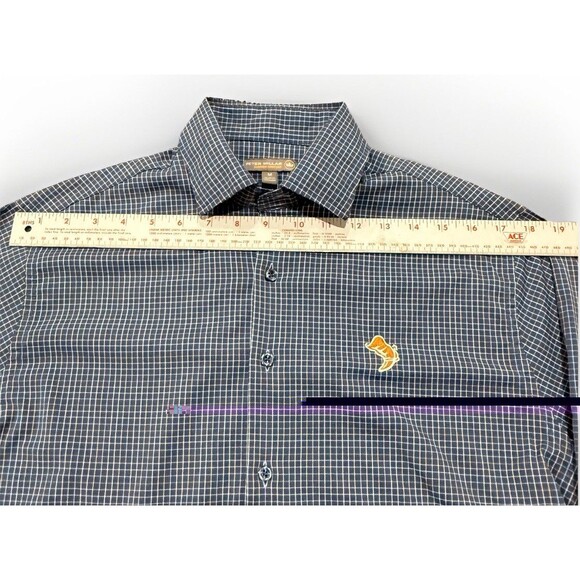 Peter Millar Men’s Med Blue Plaid Crown Sport Embroidered Performance Logo Shirt - Picture 5 of 11